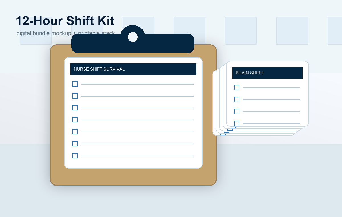 12-Hour Shift Survival Kit digital bundle and printable stack preview